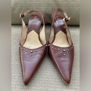 Michael Michael Kors Chestnut Leather Slingback Heels Size 8